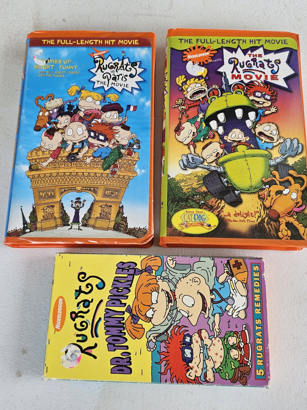 Nickelodeon Rugrats Movie, Paris, Dr. Tommy Pickles VHS Lot of 3 Orange Tapes